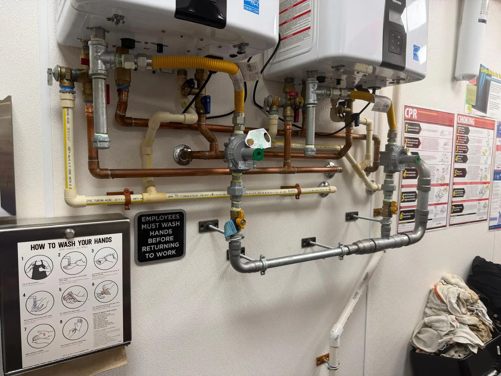 Commercial gas piping and tankless water heater installation by Padron Plumbing Services